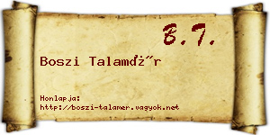 Boszi Talamér névjegykártya